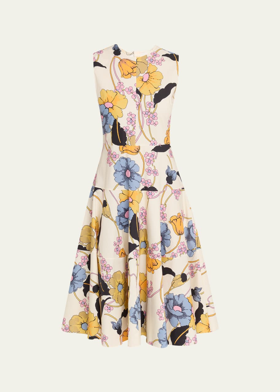 Marni Floral Drop-Waist Sleeveless Midi Dress - Bergdorf Goodman