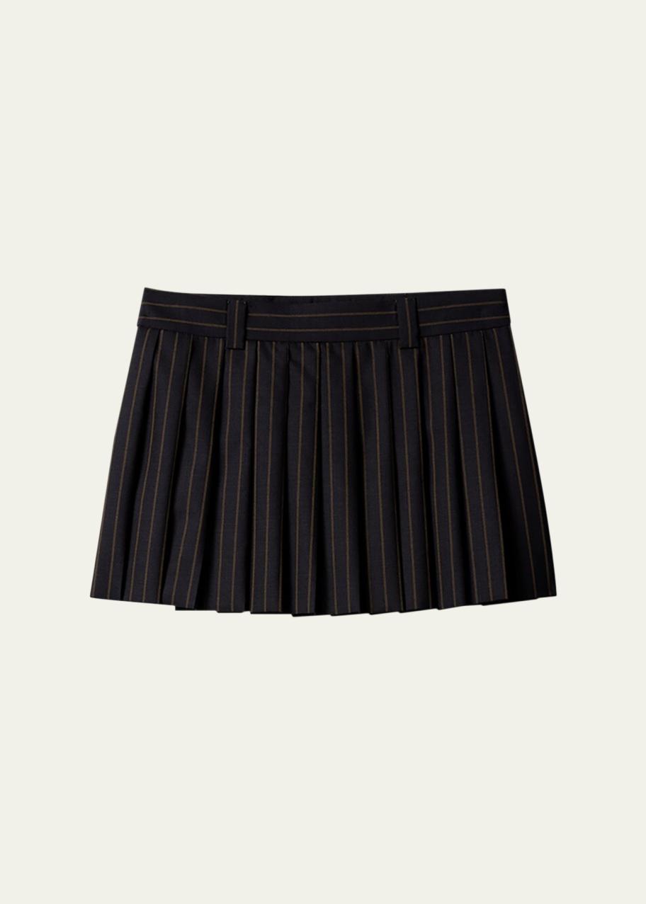 Miu Miu Striped Pleated Mini Skirt - Bergdorf Goodman
