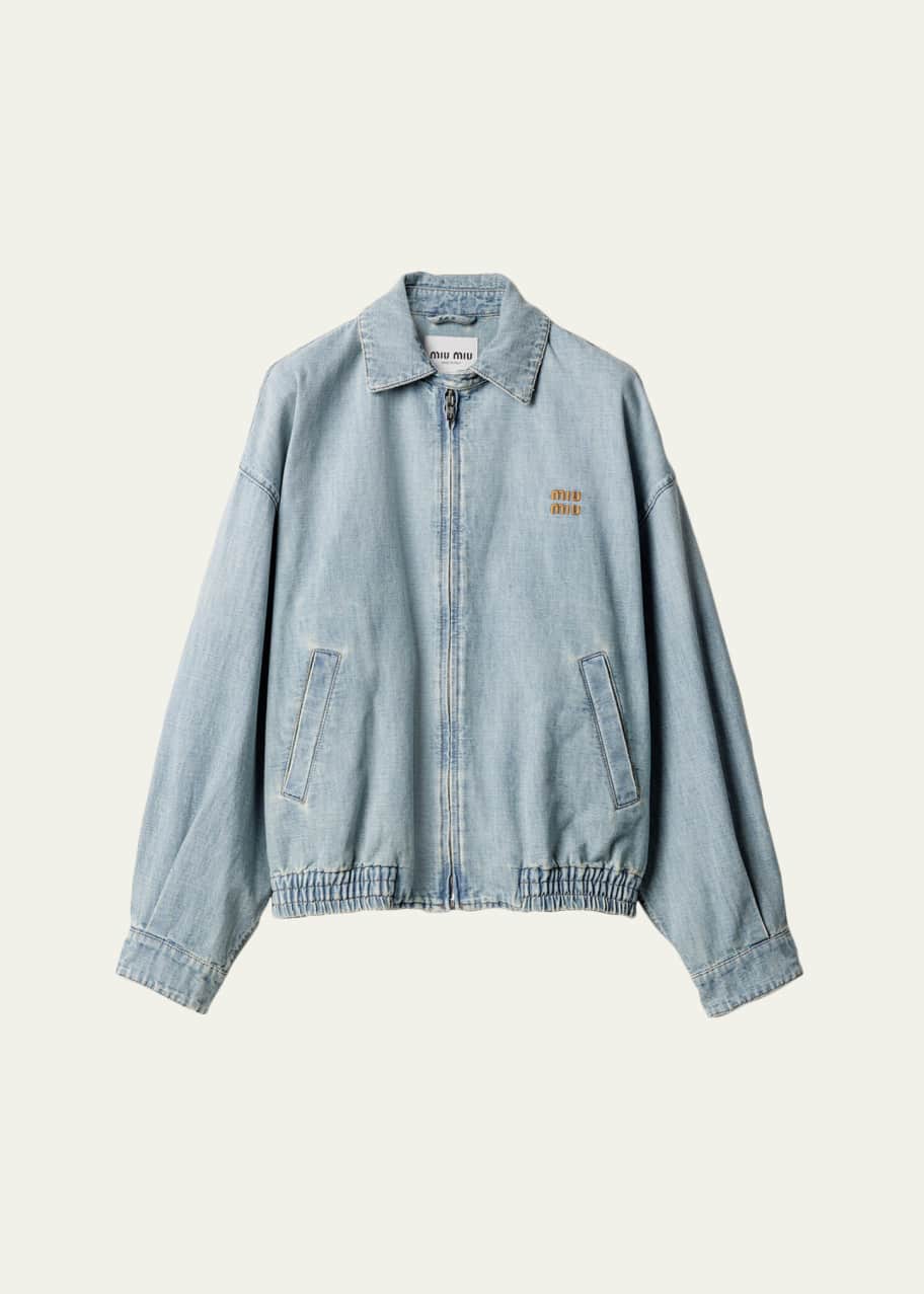 Miu Miu Denim Zip Bomber Jacket - Bergdorf Goodman