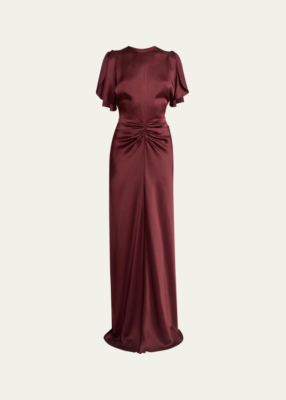 Victoria Beckham Gathered Waist Satin Maxi Dress - Bergdorf Goodman