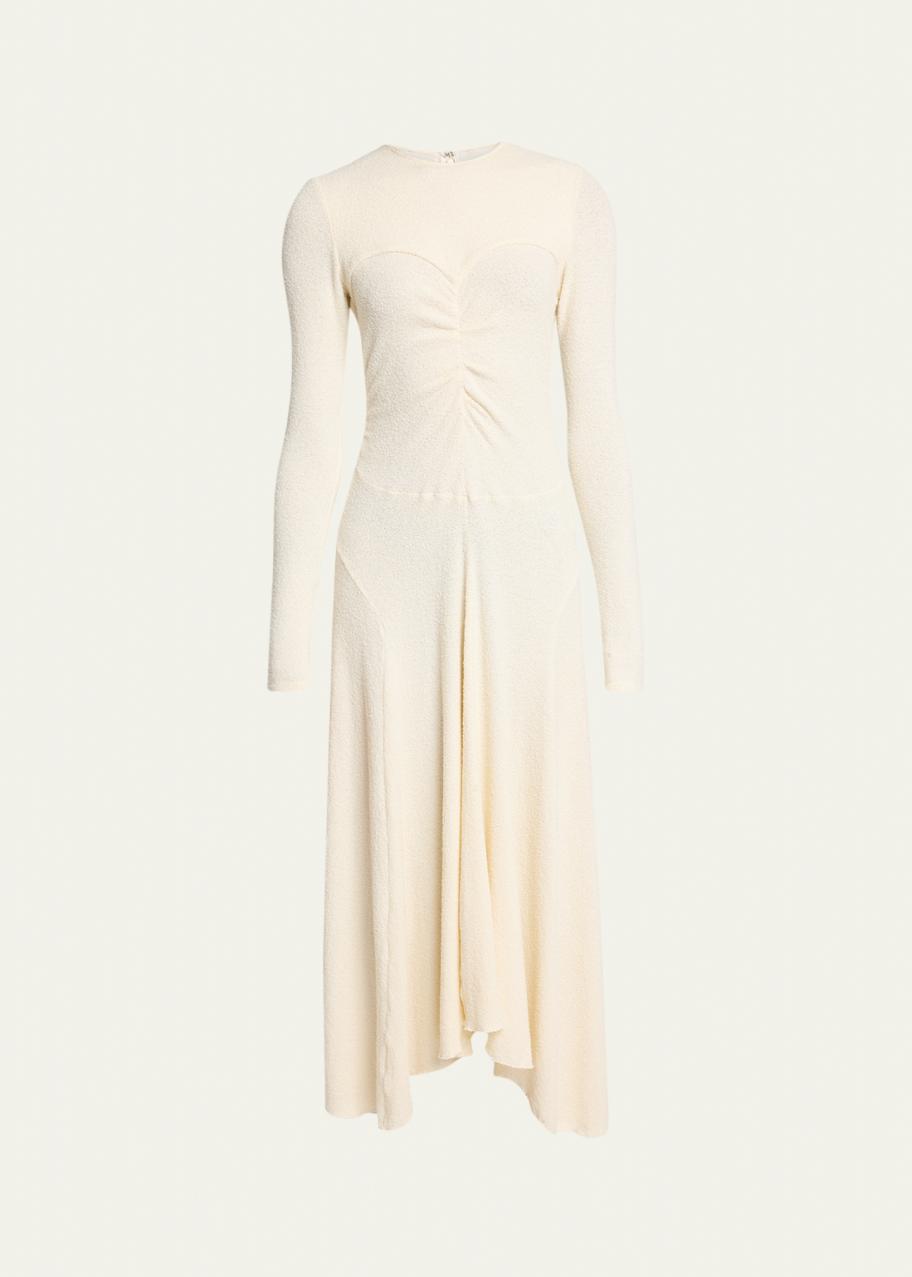 Isabel Marant Flora Ruched Boucle Long-Sleeve Midi Dress - Bergdorf Goodman