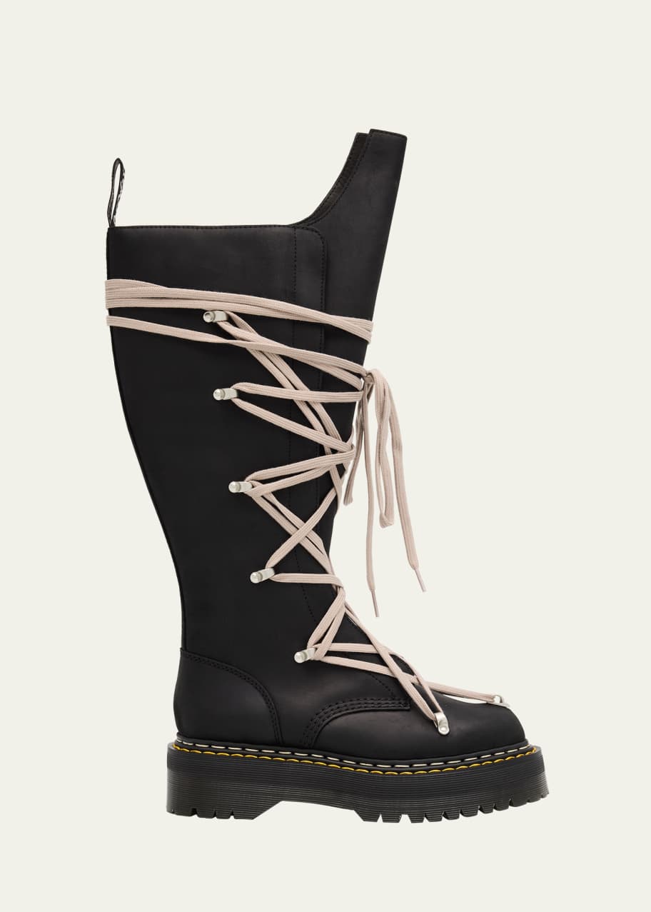 正規品 Rick Owens × Dr.Martens 1B60 ロングブーツ Rick Owens x Dr. Martens 1B60 Quad Sole Pentalace Leather Knee