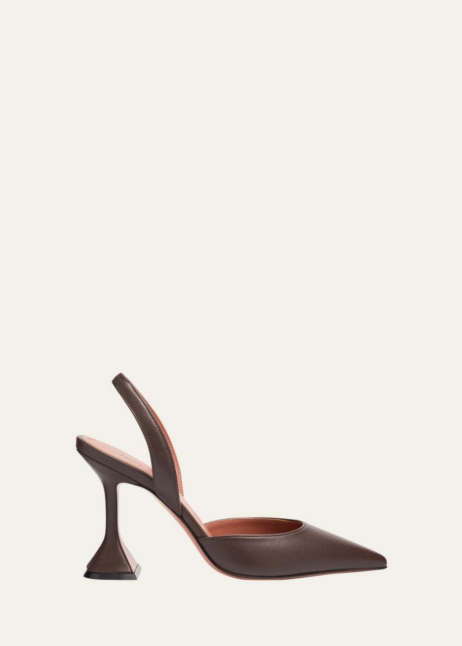Amina Muaddi 95mm Holli Leather Slingback Pumps - Bergdorf Goodman