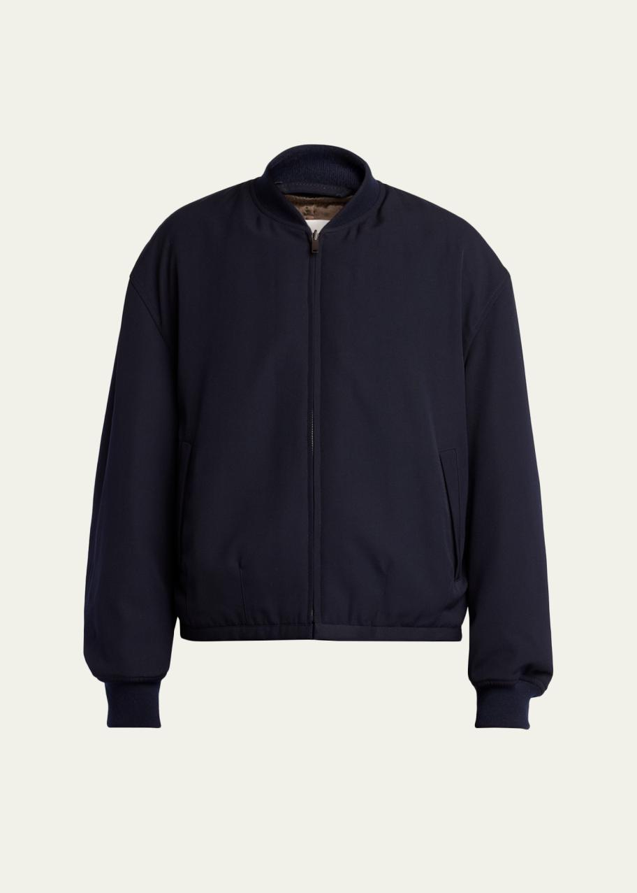 THE ROW Men's Fenn Wool and Silk Reversible Bomber Jacket