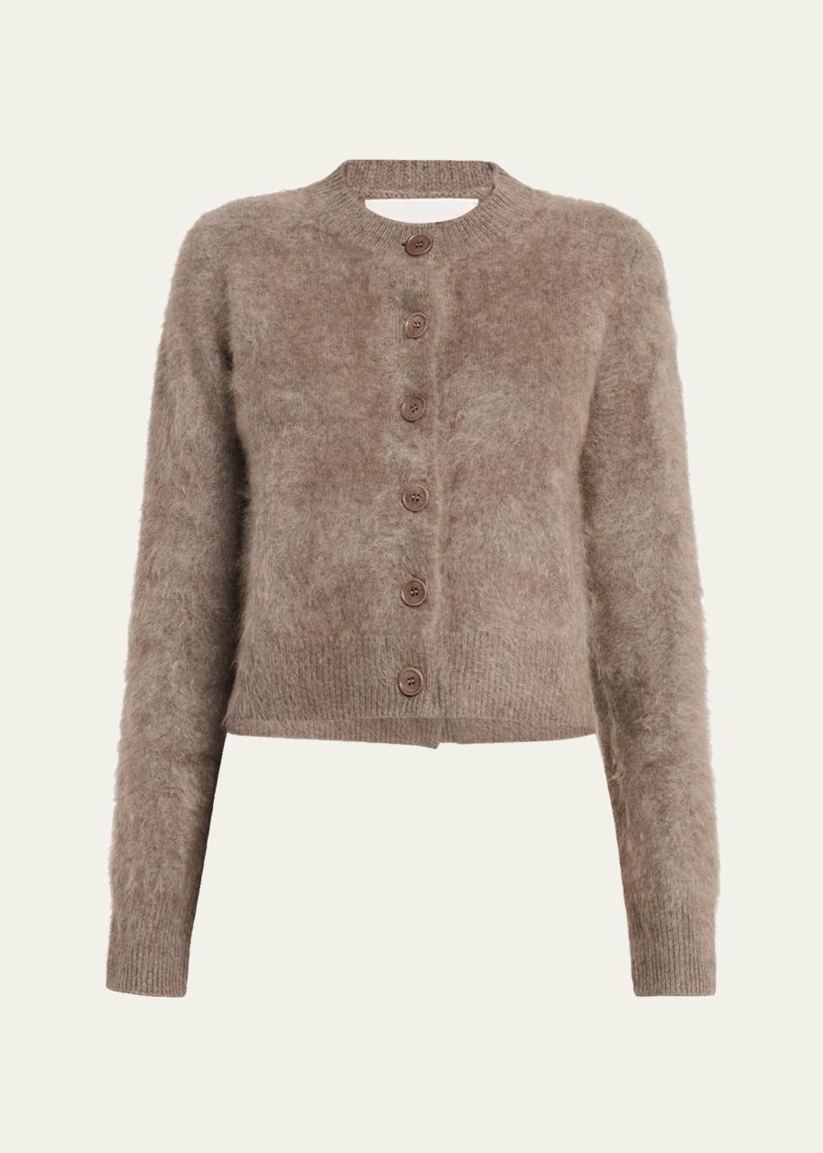 Lisa Yang Azalea Fuzzy Cashmere Crewneck Cardigan - Bergdorf Goodman