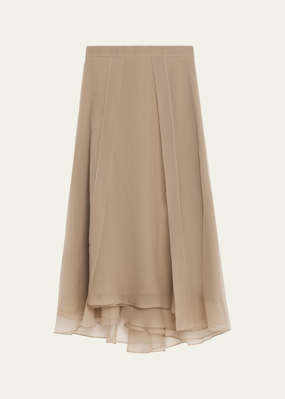 Brunello Cucinelli Crispy Silk Organza Overlay Midi Skirt