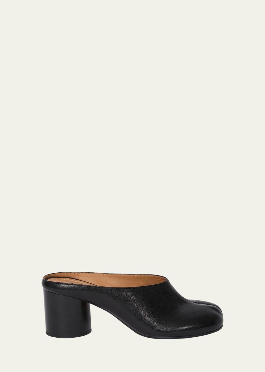 Maison Margiela Tabi Leather Split-Toe Mule Pumps - Bergdorf Goodman