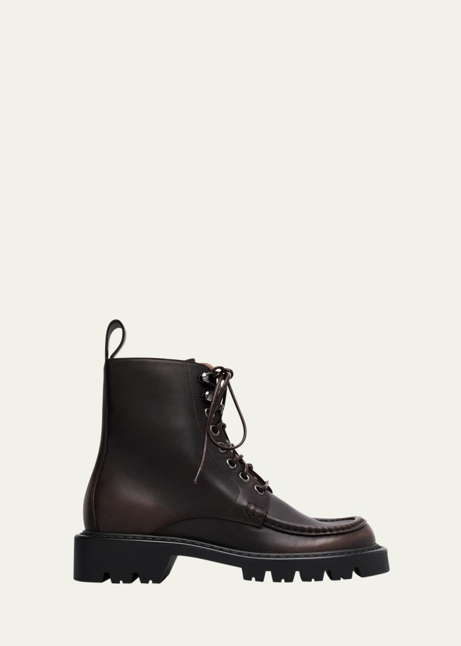 LOEWE Men's Sierra Leather Combat Ankle Boots - Bergdorf Goodman