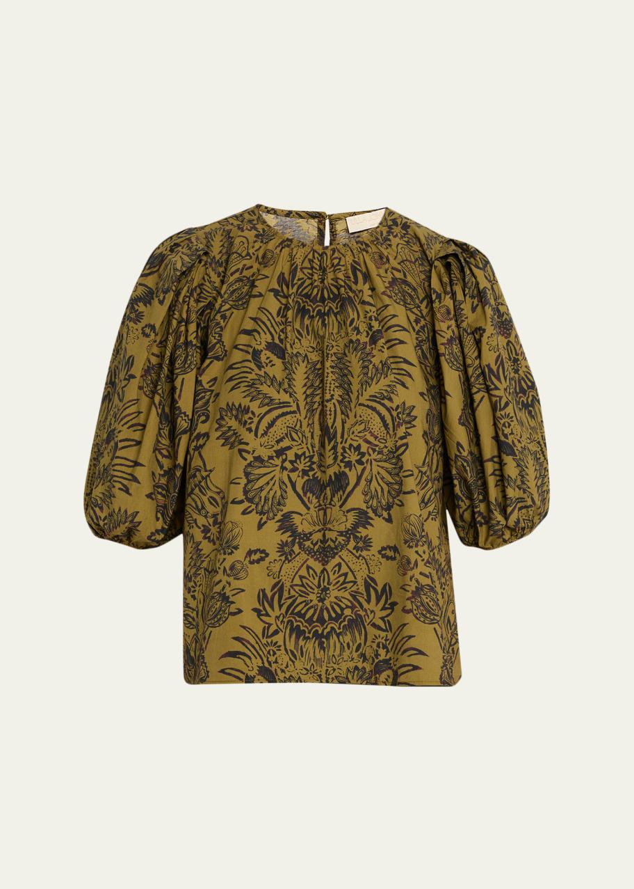Ulla Johnson Frantiska Floral Poplin Puff-Sleeve Blouse - Bergdorf 