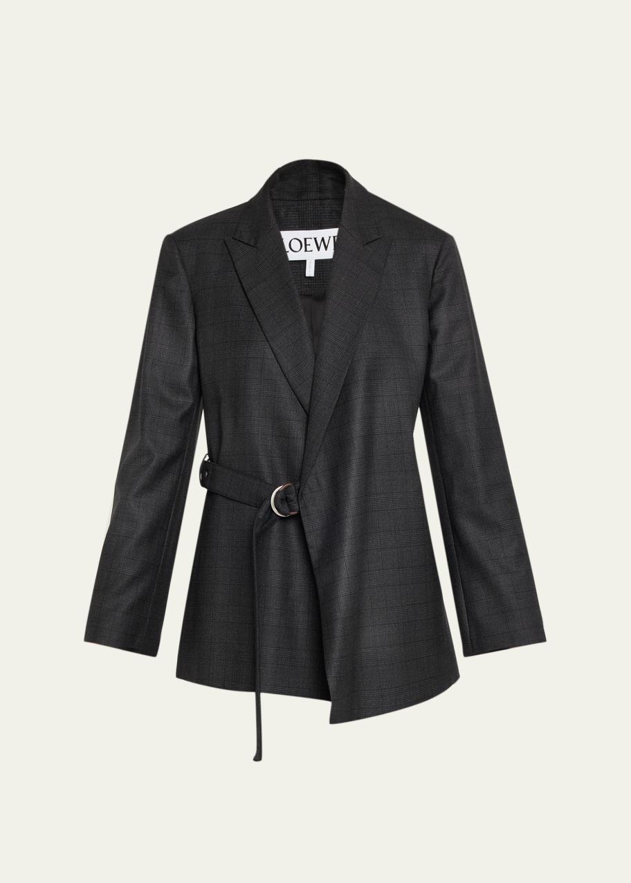 LOEWE Plaid Draped Blazer - Bergdorf Goodman
