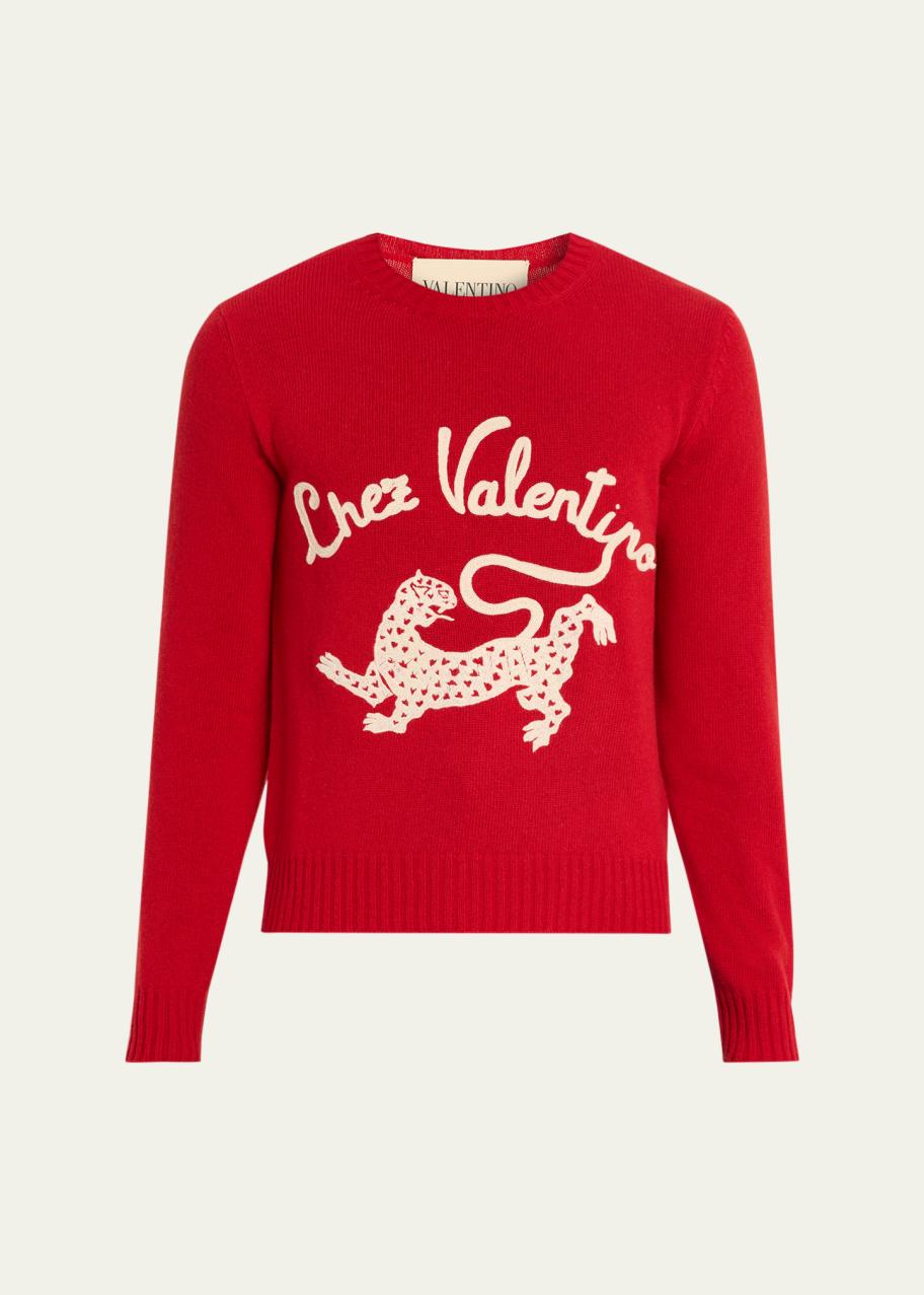 Valentino Garavani Men's Chez Valentine & Panther Wool Sweater