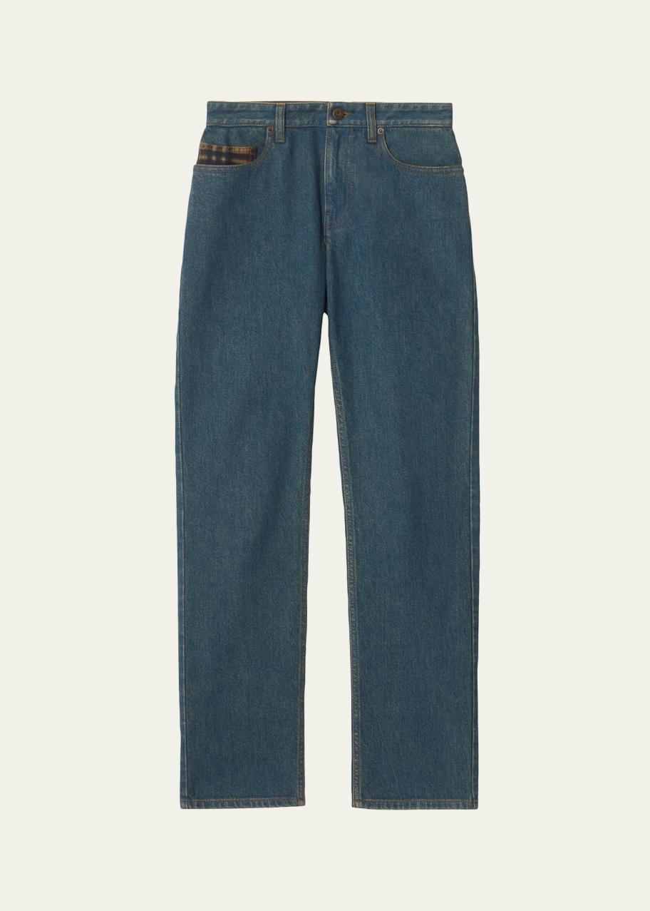 Burberry Dalia Check Pocket Straight-Leg Denim Pants - Bergdorf