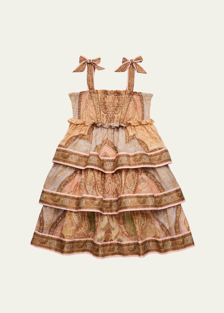 ジマーマン Zimmermann ティアード フローラル ミニドレス Zimmermann Girl's Awaken Tiered Paisley Cotton Dress, Size 1-12