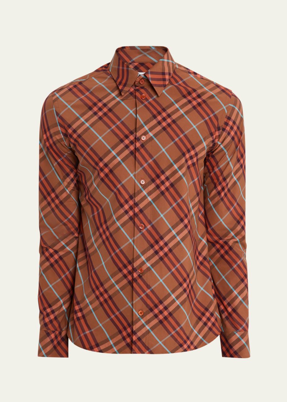 Burberry Men's Relaxed-Fit Check Cotton Shirt
