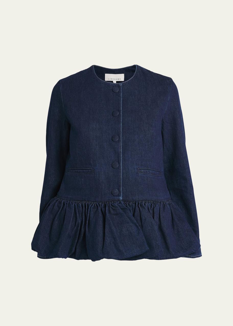 Liberowe Denim Bubble Peplum Jacket - Bergdorf Goodman