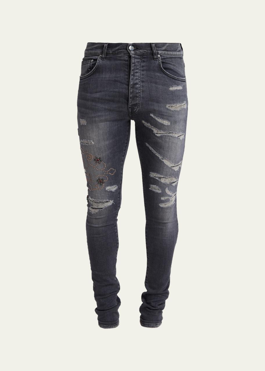 Amiri Men's Amiri Hollywood Studded Stretch Skinny Jeans