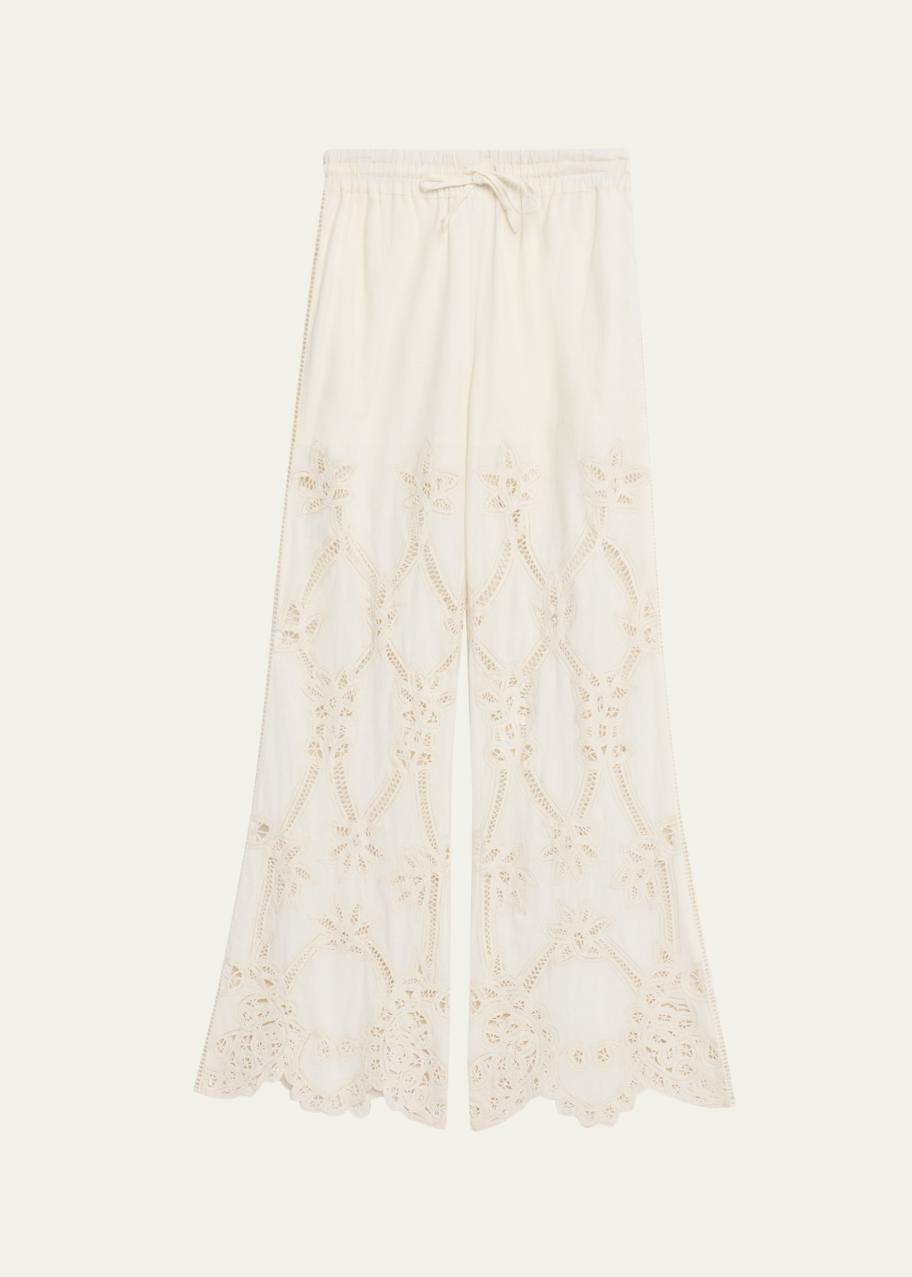 Veronica Beard Daisy Wide-Leg Eyelet Pants - Bergdorf Goodman