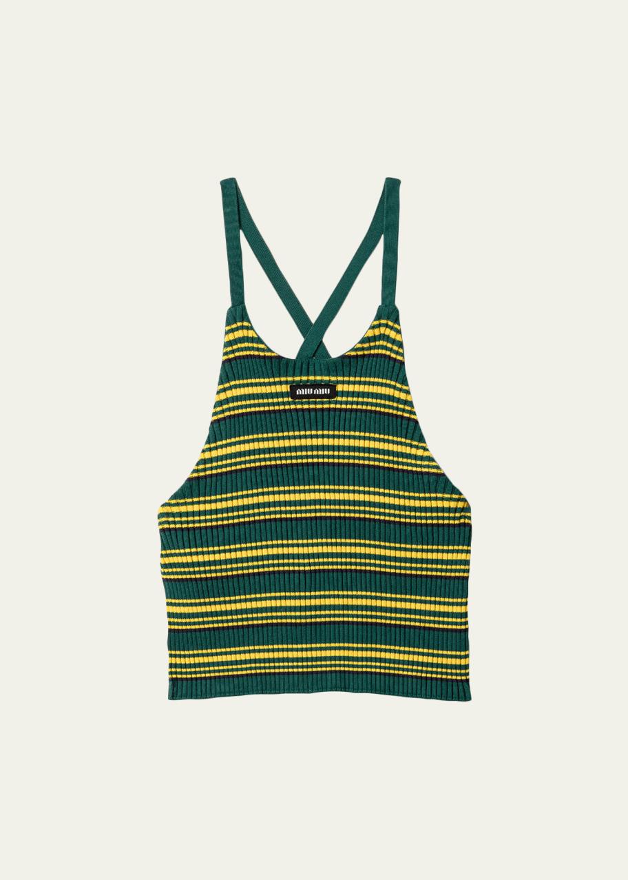 Miu Miu Striped Knit Strappy Backless Tank Top - Bergdorf Goodman