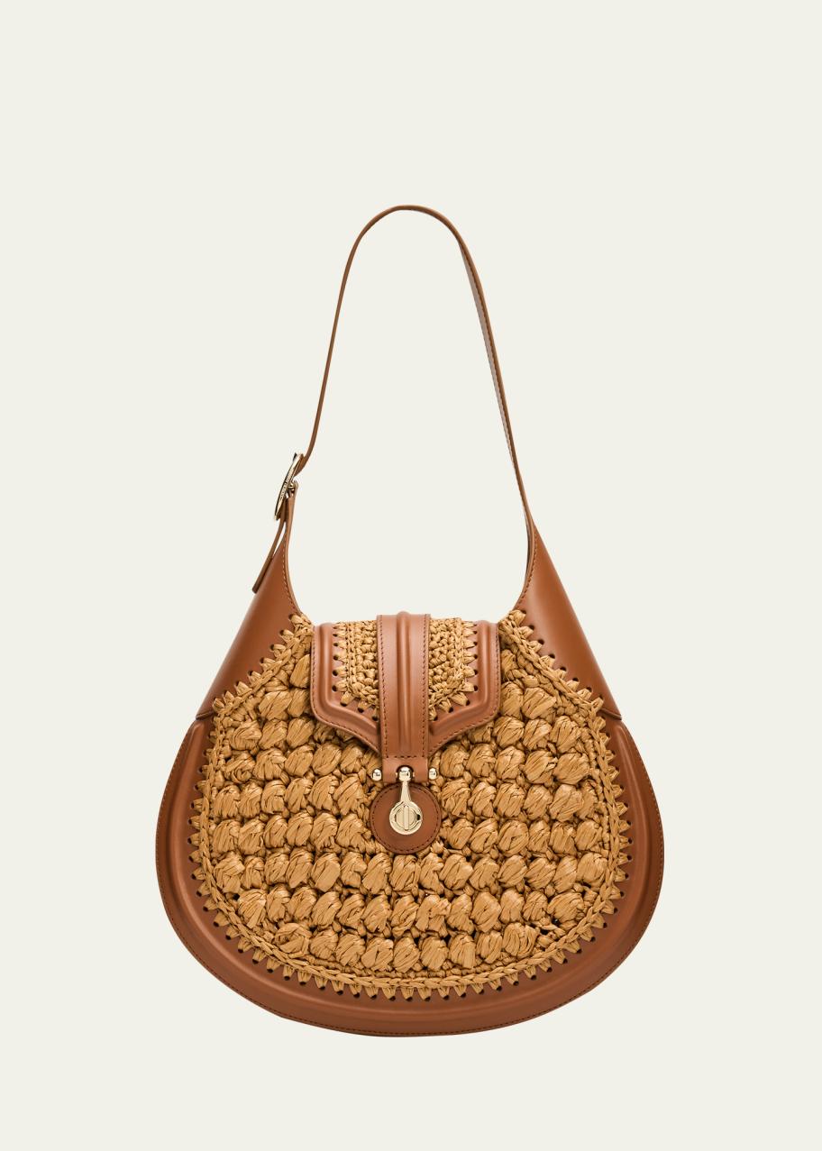 Giorgio Armani Small Raffia & Leather Hobo Bag - Bergdorf Goodman