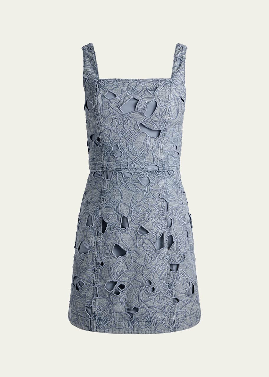 ALICE + OLIVIA Maryann Cutout Floral Denim Mini Dress - Bergdorf