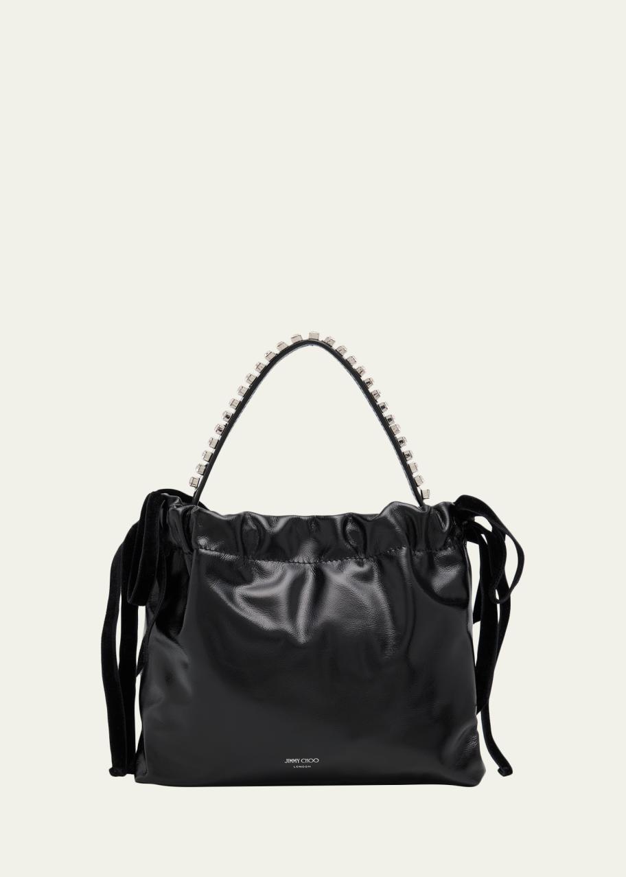 【JIMMY CHOO】バッグ Jimmy Choo Leather Drawstring Mini Top-Handle Bag with Crystal