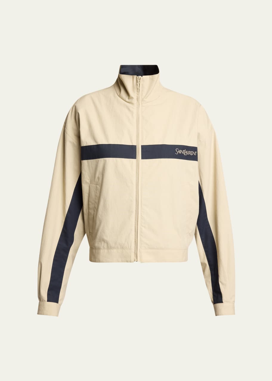 Saint Laurent Toile Vintage Striped Zip Jacket - Bergdorf Goodman