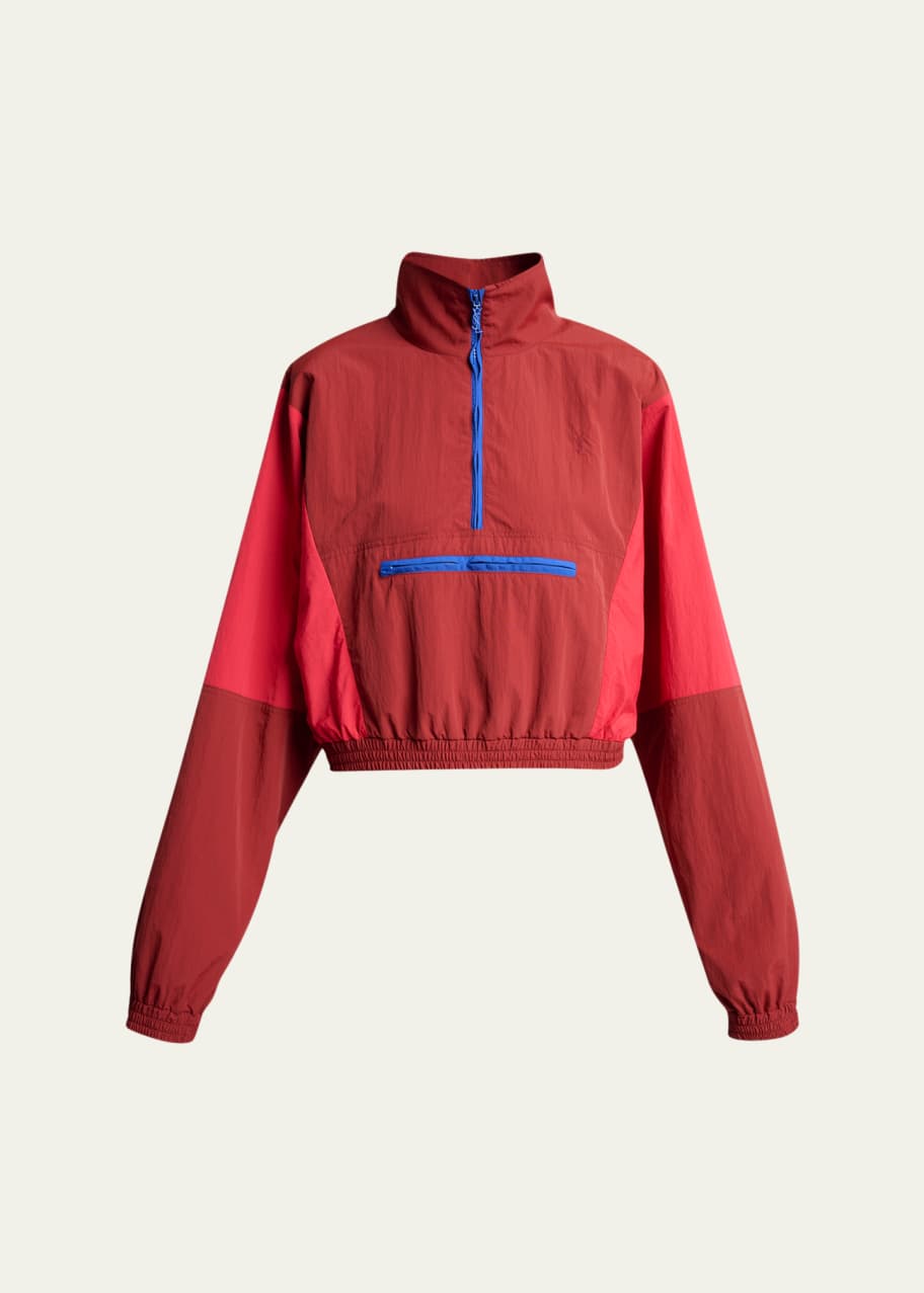 Saint Laurent Colorblock Quarter-Zip Track Jacket - Bergdorf Goodman
