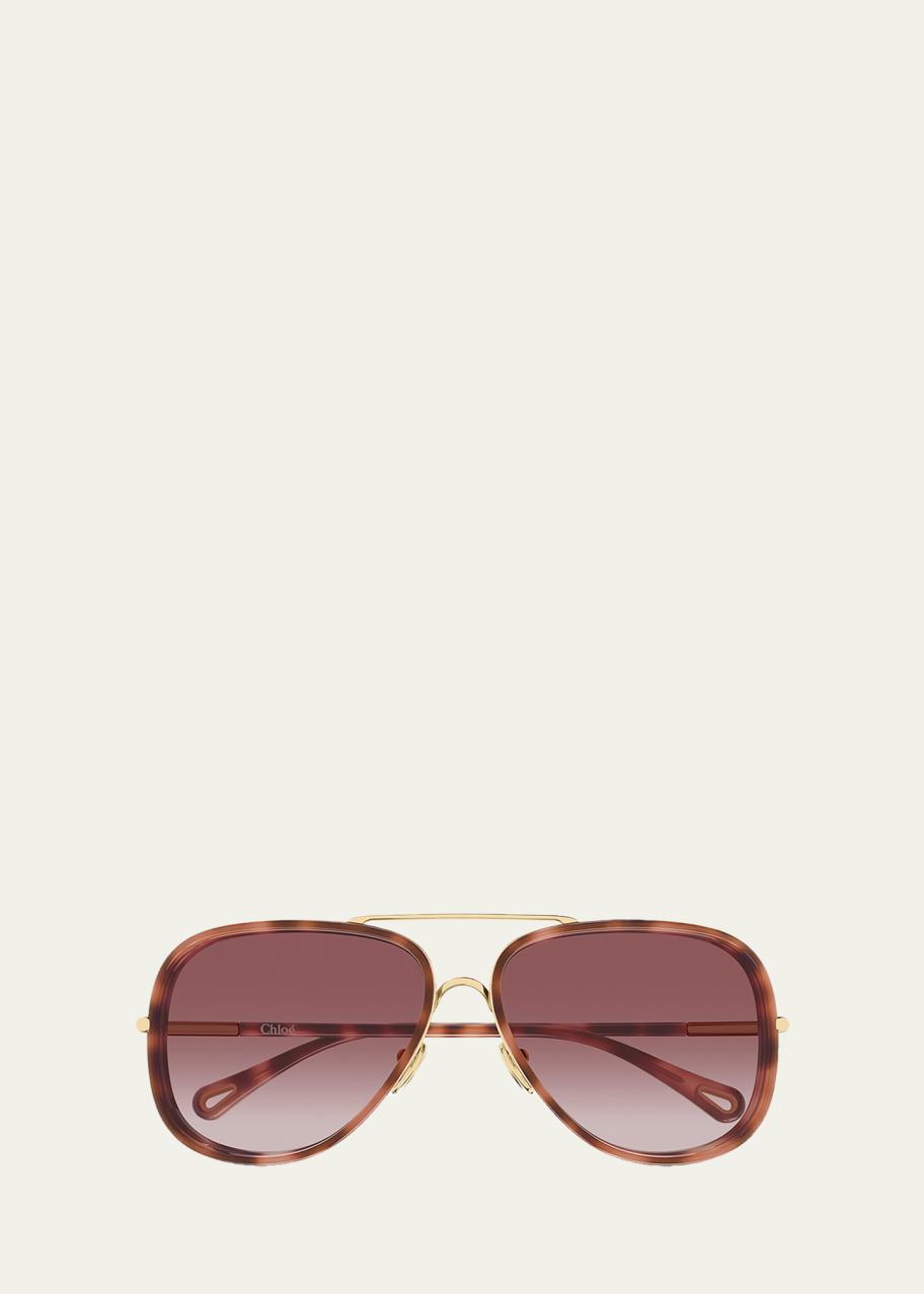 ヴィンテージ クロエ vintage キャミソール アーカイブ Y2K フランス Chloe 60mm Metal & Acetate Aviator Sunglasses - Bergdorf Goodman
