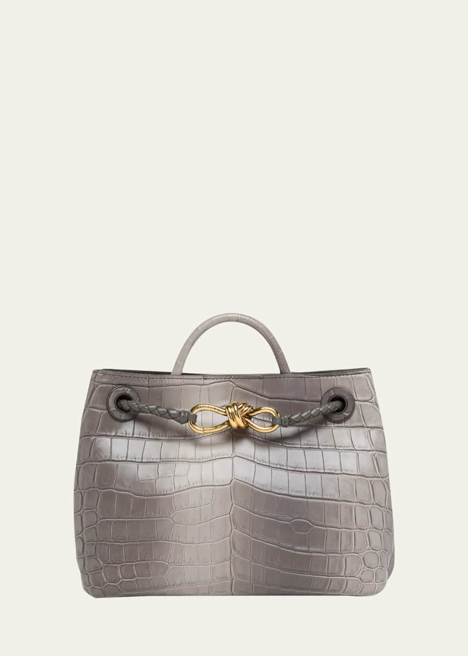 Bottega Veneta Andiamo Small Crocodile Leather Top-Handle Bag