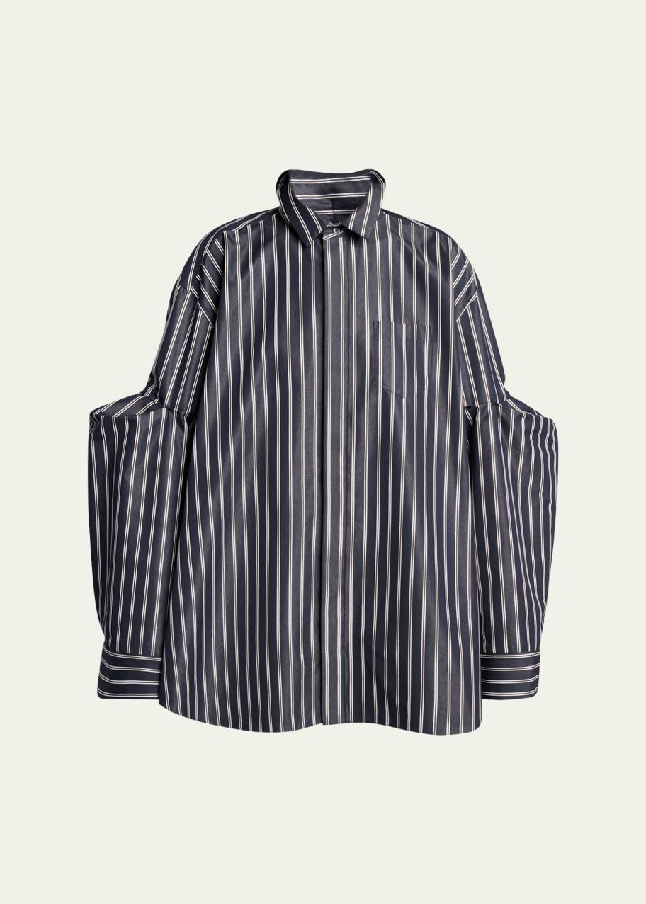 sacai Striped Poplin Oversized Button-Down Shirt - Bergdorf Goodman