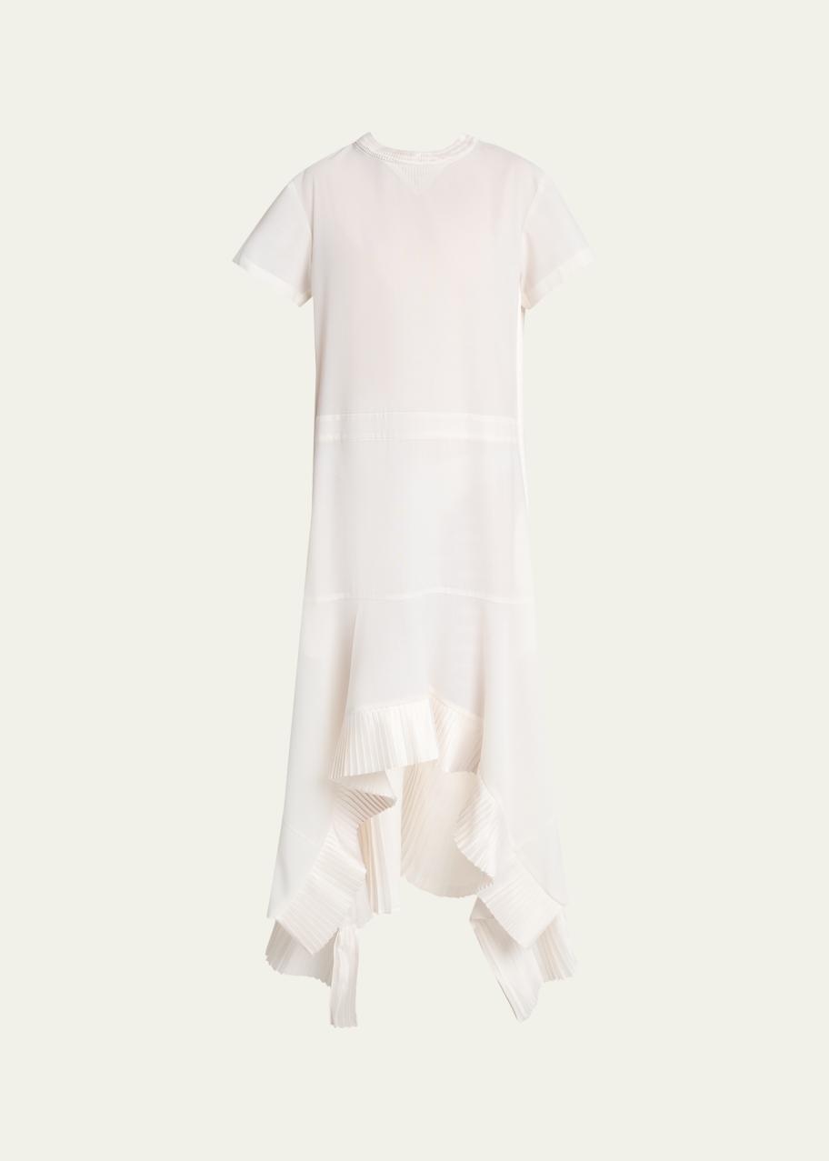 sacai Short-Sleeve Pleated Handkerchief Midi Dress - Bergdorf Goodman