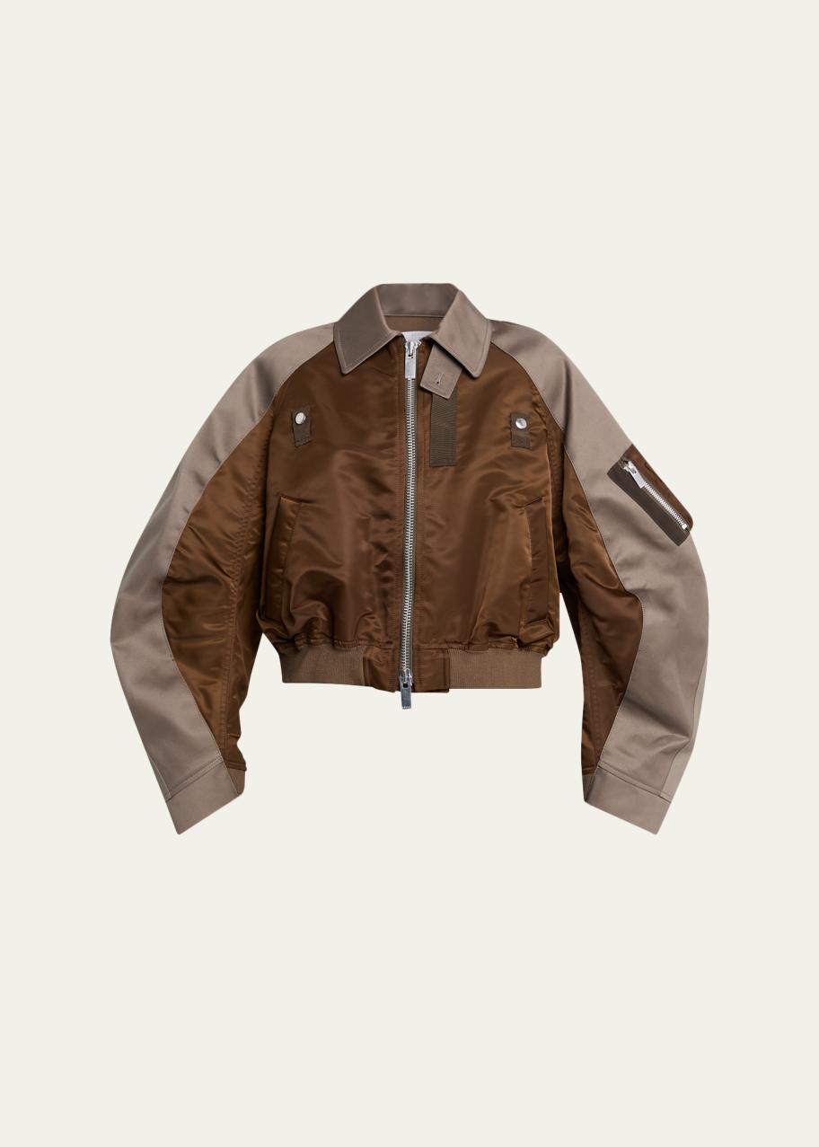 sacai Mixed-Media Cotton Chino And Nylon Bomber Jacket - Bergdorf
