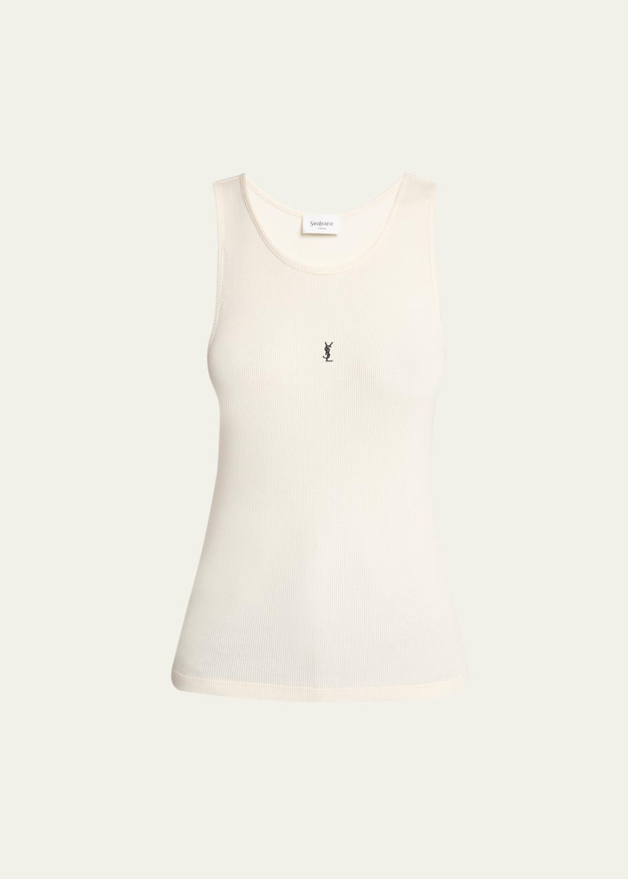 Saint Laurent YSL Embroidered Tank Top - Bergdorf Goodman
