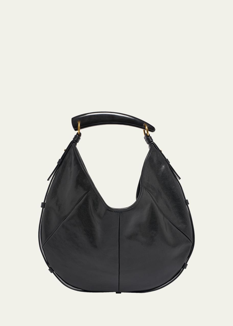Saint Laurent Mombasa Medium Pleated Leather Shoulder Bag