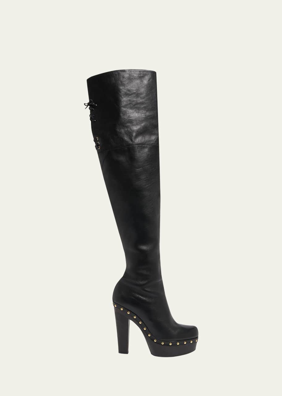 Chloe Lola Leather Over-the-Knee Clog Boots - Bergdorf Goodman
