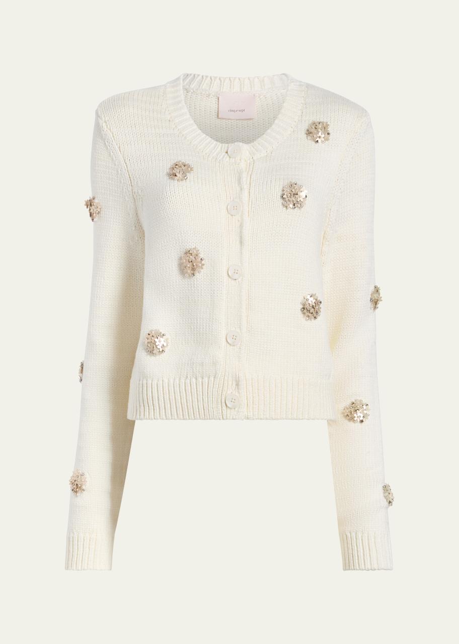 トップス seyto Bijou collar openwork knitcardigan Cinq a Sept Flower Dots Knit Cardigan - Bergdorf Goodman