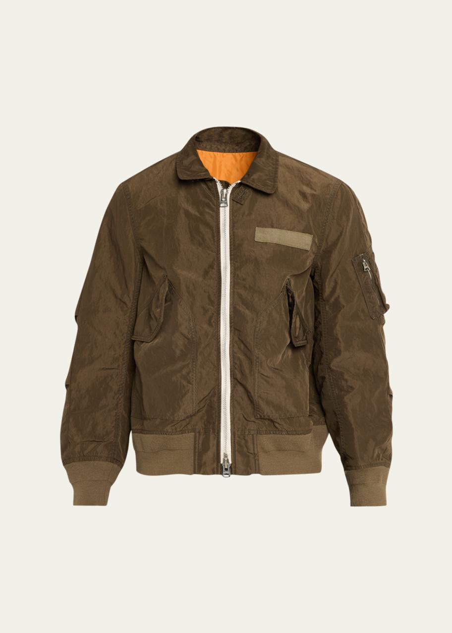 sacai Men's Crinkle Nylon Bomber Jacket - Bergdorf Goodman