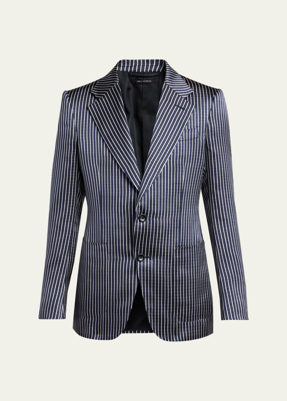 TOM FORD シルクウール チェック柄 スラックス ヴィンテージ TOM FORD Men's Silk Faille Stripe Sport Coat - Bergdorf Goodman