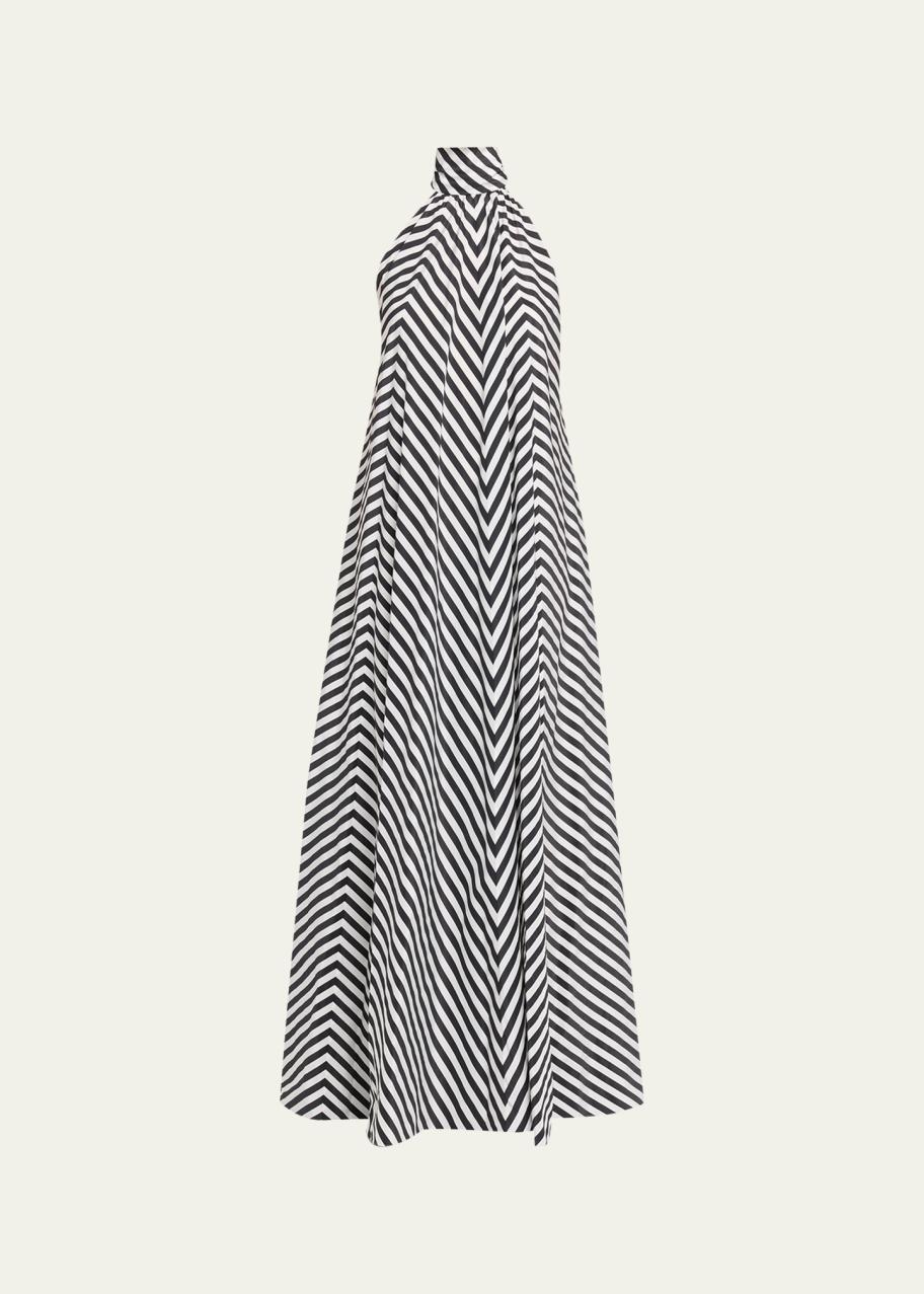 striped silk-blend dress Ralph Lauren Collection Piper Evening Size:S (6-8) Primavera Couture 13185 - Lace up wedding dresses Lavender FITModel measurements