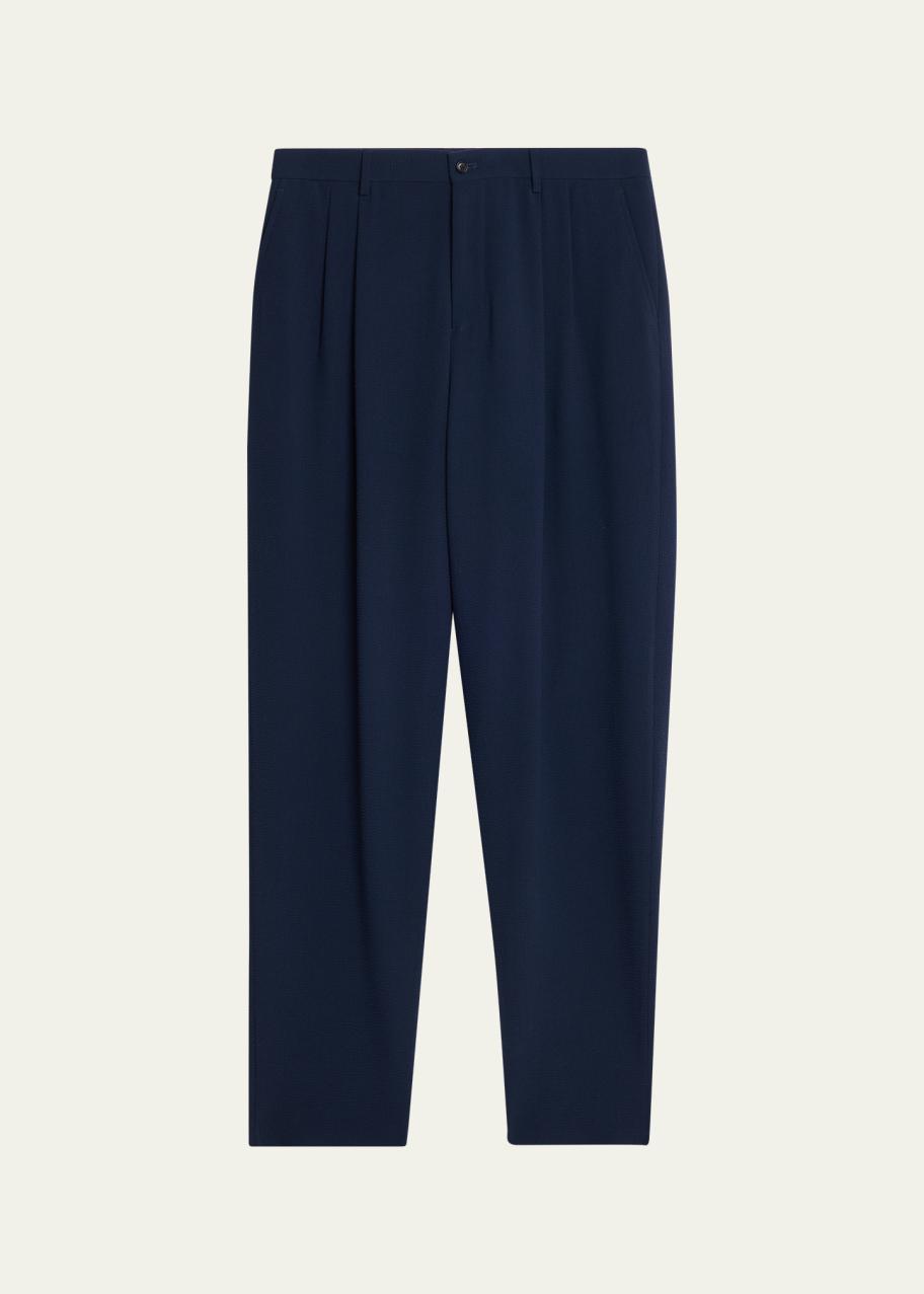 Giorgio Armani Men's Stretch Wool Seersucker Double-Pleat Trousers