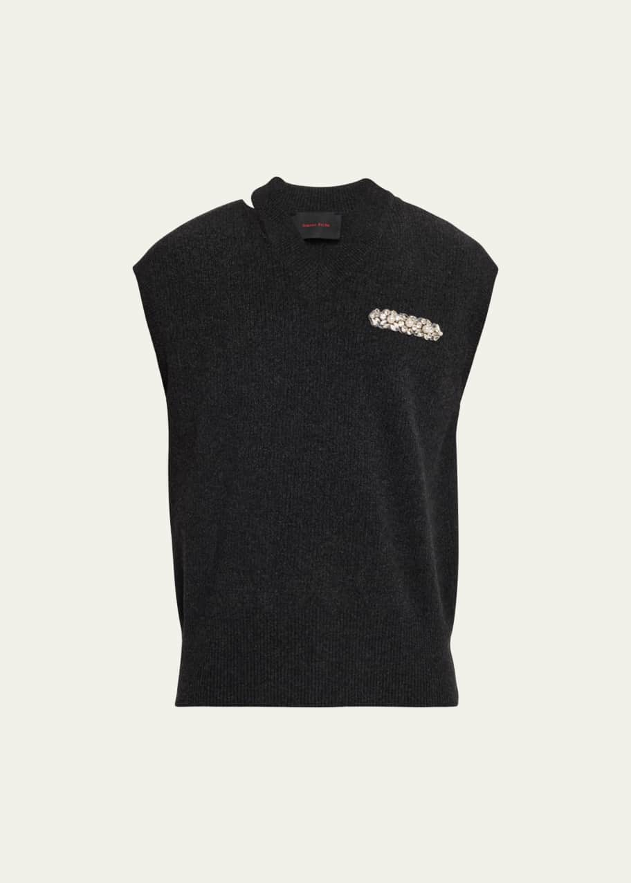 Simone Rocha Men's Embellished Merino Seam Bite Vest - Bergdorf