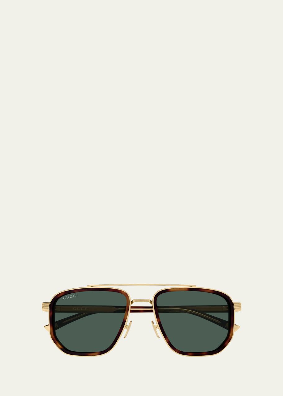 Gucci Men's GG2073S Double-Bridge Metal and Bio-Nylon Aviator