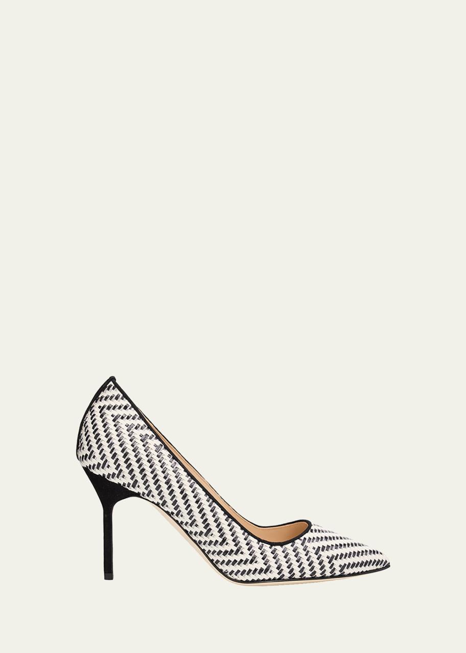 Manolo Blahnik 90mm BB Raffia Pointed-Toe Pumps - Bergdorf Goodman