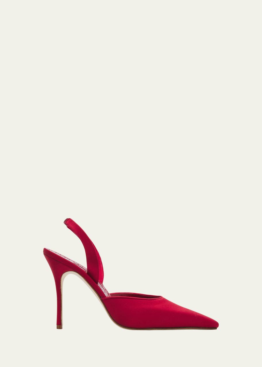 Manolo Blahnik 105mm Borelapla Satin Slingback Pumps - Bergdorf