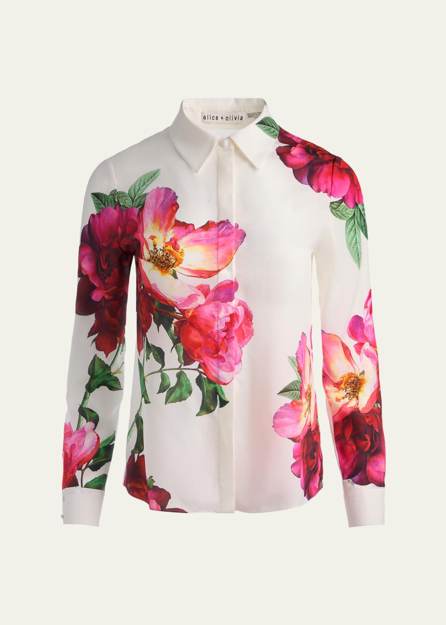 apolina 24aw ブラウス ALICE + OLIVIA Empress Willa Placket Top - Bergdorf Goodman