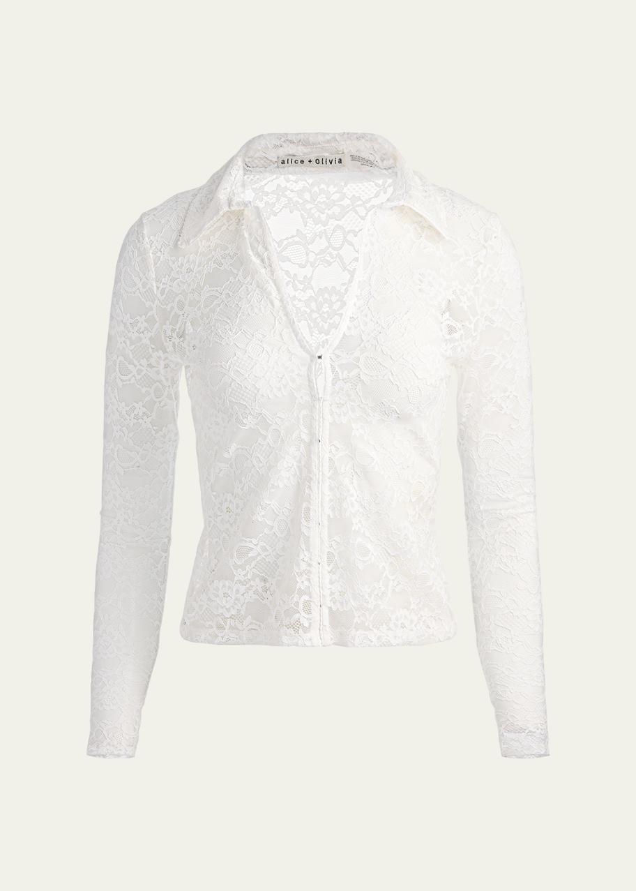 ALICE + OLIVIA Kara Floral Lace Blouse - Bergdorf Goodman