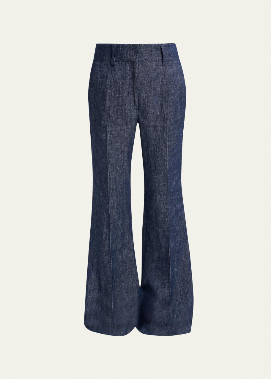 Gabriela Hearst Rhein Pintuck Linen Flare Pants - Bergdorf Goodman