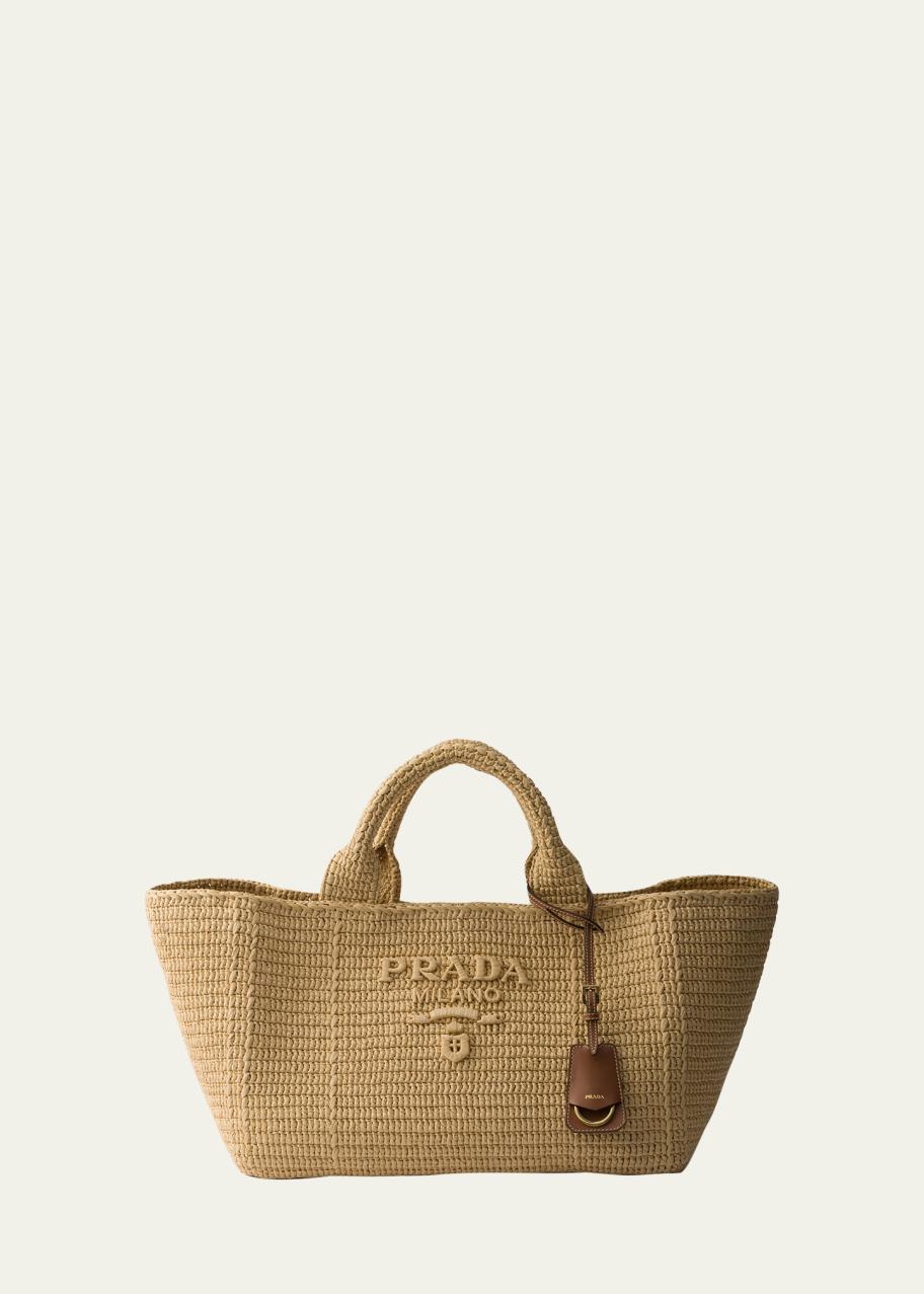 Prada Crochet Viscose Raffia Tote Bag - Bergdorf Goodman