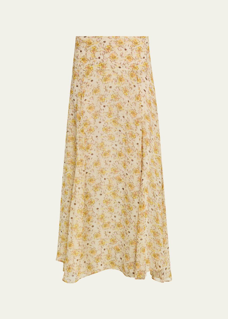isabel marant étoile シルク スカート ミモザ シルク 黄色 Etoile Isabel Marant Fran Floral Georgette Maxi Skirt - Bergdorf