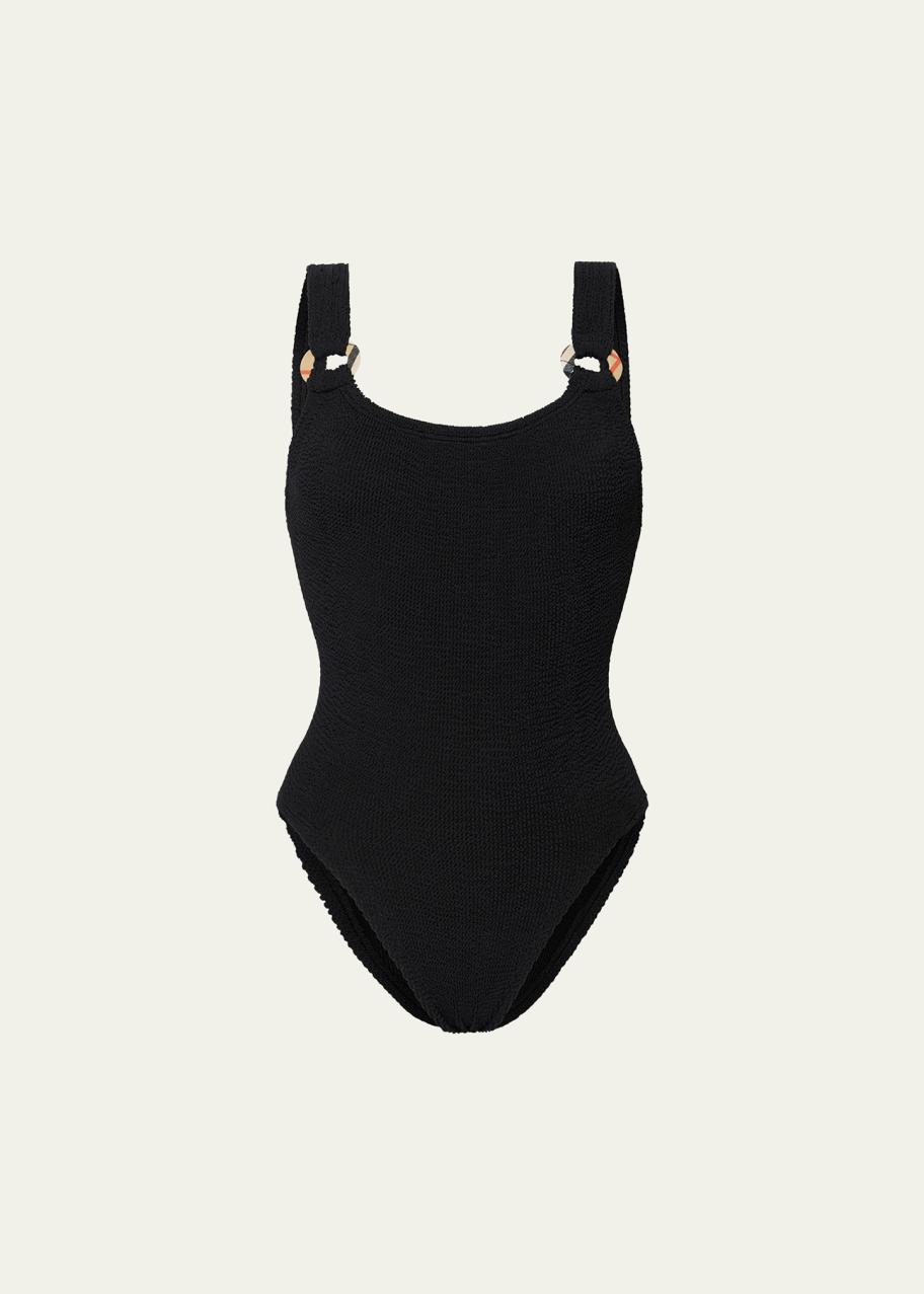 Burberry x Hunza G Domino Check Ring One-Piece Swimsuit - Bergdorf